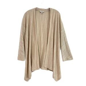 H by Halston Textured Space Dye Open Front Cardigan XL Beige Minimalist Lagenloo